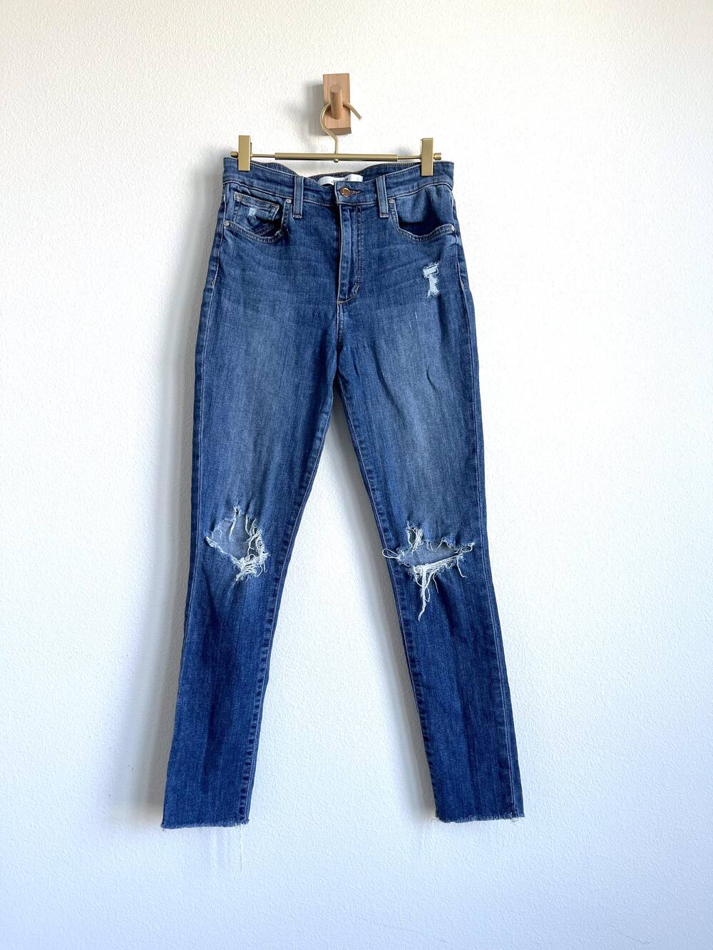 Joe's Jeans Off Duty Model High Rise Skinny Ankle Distressed Raw Hem Jeans